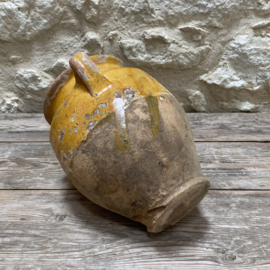 AW20111321 Antique French confit pot period: 19th century in beautifully weathered condition! Size: 24 cm high / 15.5 cm cross section