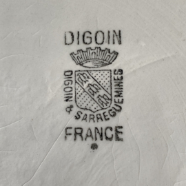 AW20111112 Grote antieke Franse schaal stempel - Digoin & Sarreguemines France - periode: laatste kwartaal 19de eeuw. In prachtige staat! Afmeting: 34,5 cm doorsnede / 12 cm hoog.