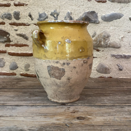 AW20111216 Antieke Franse confit pot periode: 19de eeuw merkteken - R .M - in prachtige staat! Afmeting: 27 cm. hoog /  17 cm doorsnede