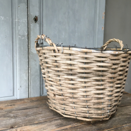 OV20110603 Old Swedish potato basket in weathered condition, but still decorative! Size: 35 cm. high / 53 cm. cross section. Pickup only.