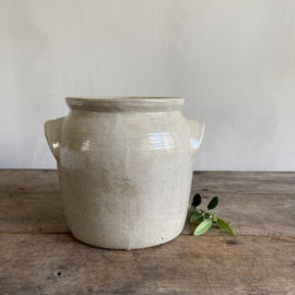 AW20111073 Oude Franse pot in grès aardewerk in prachtige staat! Afmeting: 19 cm hoog /  16 cm doorsnede