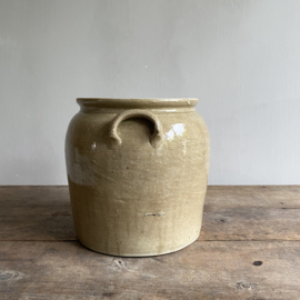 AW20111193 Grote oude Franse grès aardewerk pot in prachtige kleur - gemerkt: 3 liter -  Voor details zie foto's in prachtige staat! Afmeting: 25,5 cm hoog / 21 cm doorsnede