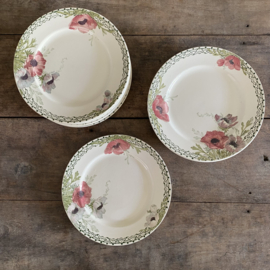 AW20111080 Set of 15 antique French dinner plates decorated with anemones stamp - Creil et Montereau Labrador period: 1894-1920 all in beautiful condition! Size: 24 cm cross section.