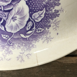 AW20110510 Beautifully decorated antique French bowl in lavender color stamp - Digoin & Sarrequemines - period: last quarter of the 19th century in beautiful condition! Size: +/- 10 cm. high / 34.5 cm. section.