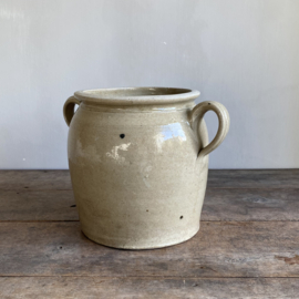 AW20111208 Grote oude Franse pot van grès aardewerk in prachtige staat! Afmeting: 24 cm hoog /  19,5 cm doorsnede