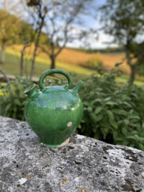 AW20110976 Antique southern French water pitcher in beautiful green and condition! Size: +/- 30 cm. high (up to the handle) / cross section: +/- 21.5 cm. (measured across the "belly")