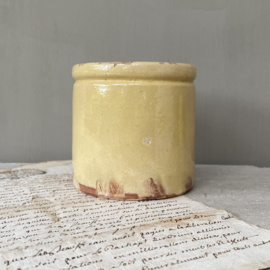 AW20110925 Antique French confiture pot Novia handmade yellow glazed in beautiful condition! Size: 9 cm. high / 9 cm. cross section.