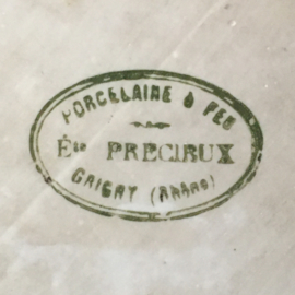 AW20110706 Oud Frans bandenkannetje stempel - Porcelaine Precirux Grigay - in perfecte staat! Afmeting: 12 cm. hoog / 8 cm. doorsnede.