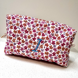 Gepersonaliseerde Quilted make-up tas- Pink flowers