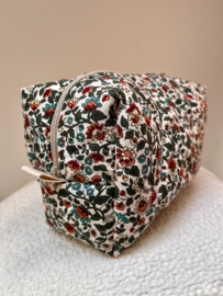 Gepersonaliseerde Quilted make-up tas- Green flowers