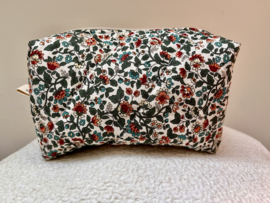 Gepersonaliseerde Quilted make-up tas- Green flowers
