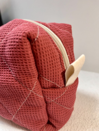 Gepersonaliseerde Quilted make-up tas- Koraal