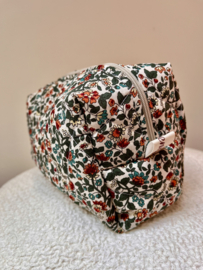 Gepersonaliseerde Quilted make-up tas- Green flowers