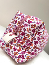 Gepersonaliseerde Quilted make-up tas- Pink flowers