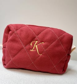 Gepersonaliseerde Quilted make-up tas- Koraal
