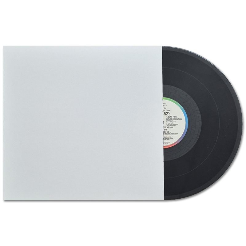 12" Disco Sleeve Vinyl Record Cover, 250 grs. white cardboard