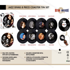 Grammofoonplaten coasters (onderzetters) - set a 8 stuks - Jazz Divas