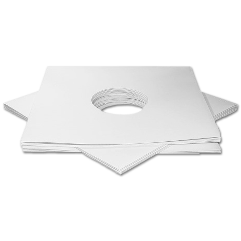 Card Spined 12" Vinyl Record Album Cover with centre holes, 300 grs. white cardboard