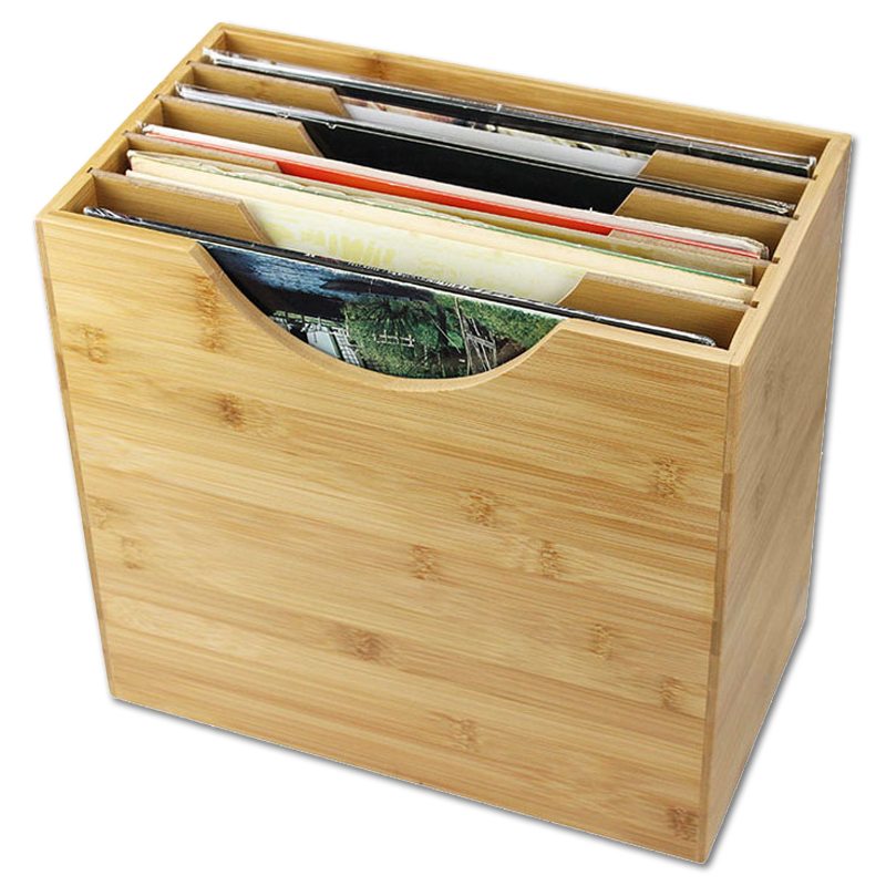 Bambus Schallplatten Box für ca. 40 Stück LPs