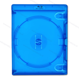 Standaard 15mm. Amaray 1BR (Blu-Ray) doosje, kleur: transparant-blauw