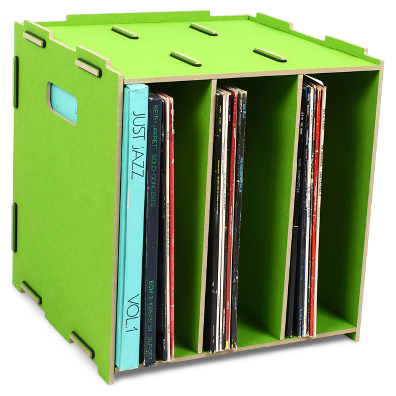 WERKHAUS Mediabox voor ca. 80 LP's - grasgroen