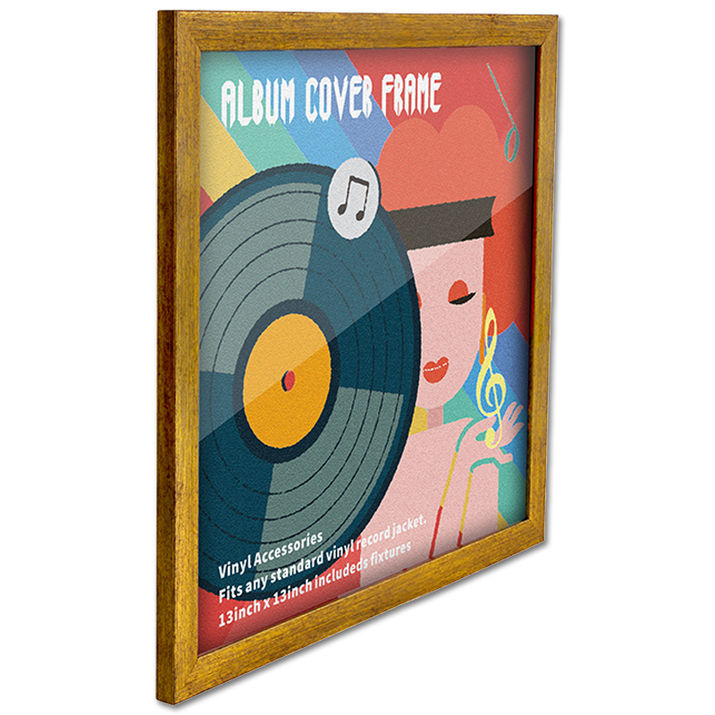 Wissellijst 12-inch Vinyl Cover - Goudkleurig Houtnerf LP Frame