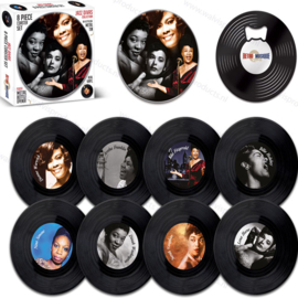 Grammofoonplaten coasters (onderzetters) - set a 8 stuks - Jazz Divas