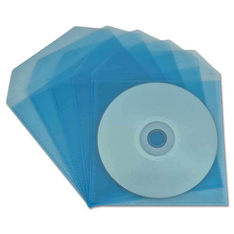 1 CD Sleeve with flap, transparent/blue (132 x 135 mm + flap)