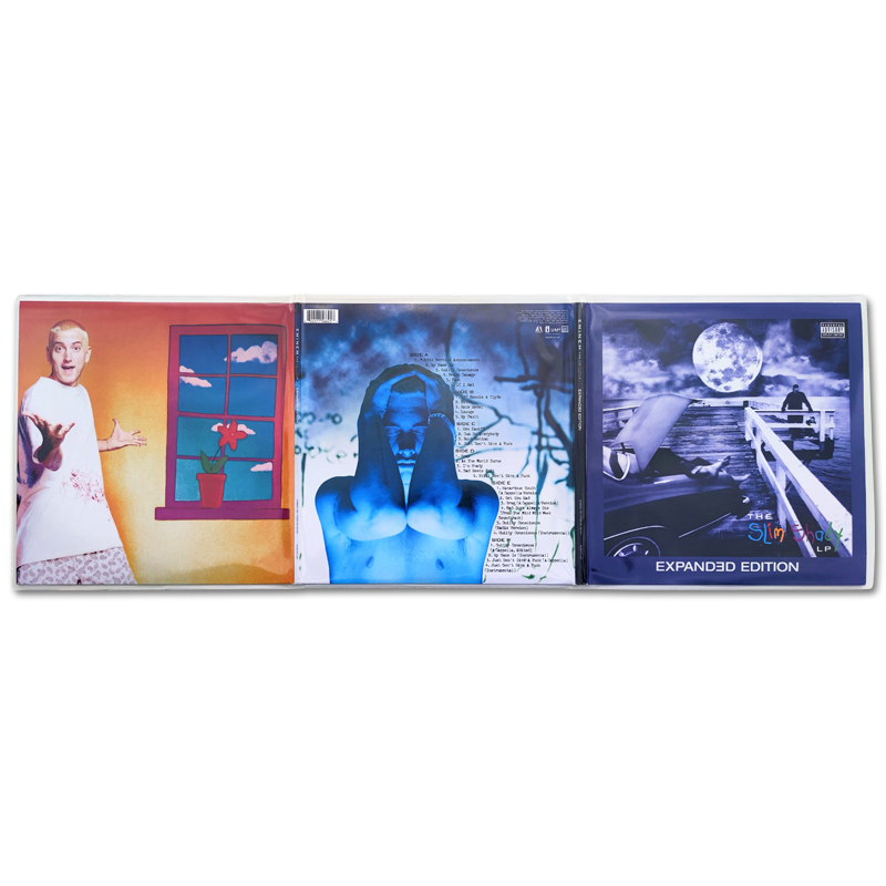 Pochette protection pour 3 disques de vinyle 33T, PVC transparent, épaisseur 0.18 mm