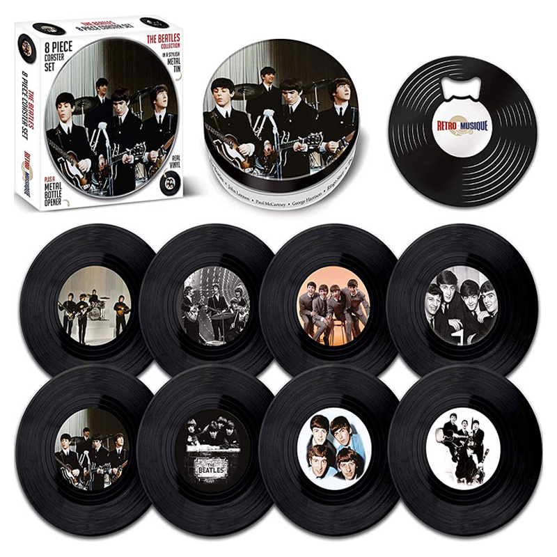 Gramophone record coasters - set of 8 pieces - The Beatles