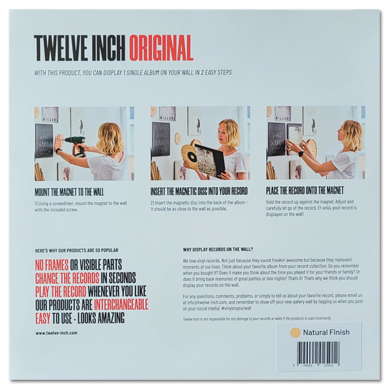 Twelve Inch Original | unsichtbares Wandhalter für Schallplattencover