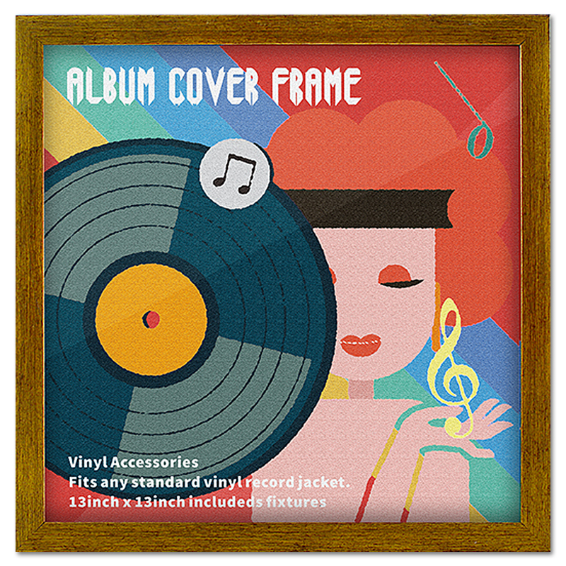 12-Inch Record Album Photo Frame - gold woodgrain finish