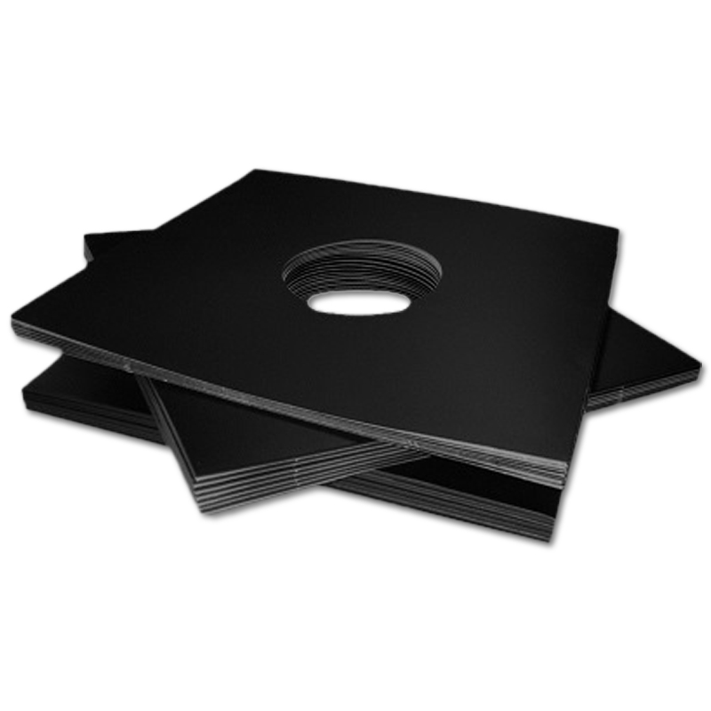 Card Spined 12" Vinyl Record Album Cover with centre holes, 300 grs. black cardboard
