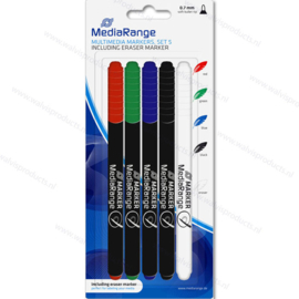 MediaRange Multimedia Markerset | 5er Set (mit Löschstift)