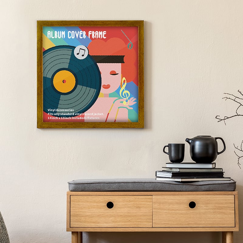 Wissellijst 12-inch Vinyl Cover - Goudkleurig Houtnerf LP Frame