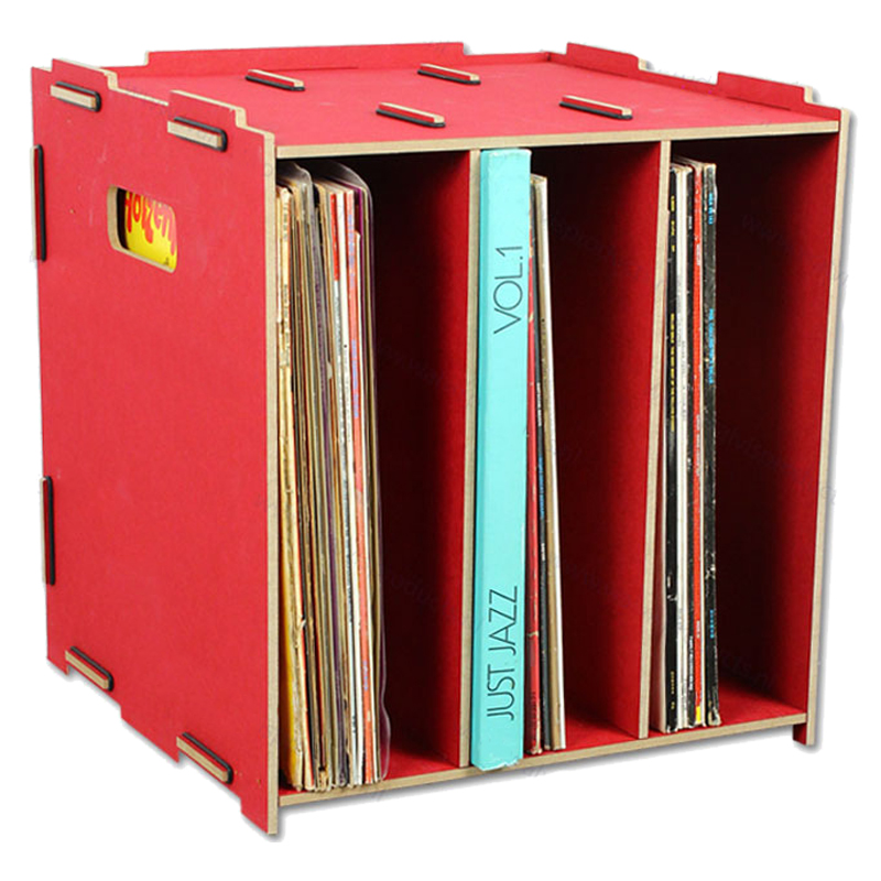 WERKHAUS Mediabox voor ca. 80 LP's - donkerrood