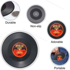 Rockabilly grammofoonplaten coasters (onderzetters) - set a 6 stuks