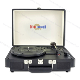 Retro Musique Suitcase Style Bluetooth Platenspeler KXRM19 - Kleur: zwart