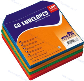 100 pieces Plastic CD Sleeves - 5 transparent colors assorted