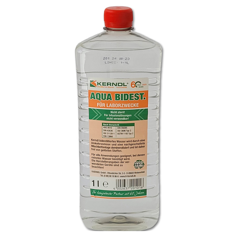 1 Liter Bottle - Kerndl BiDest Double Distilled Water