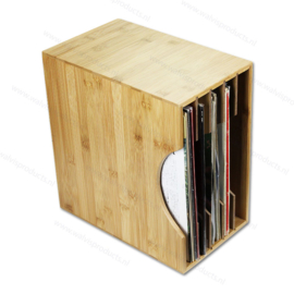 Bamboe Grammofoonplaten Opbergbox - voor ca. 40 LP's