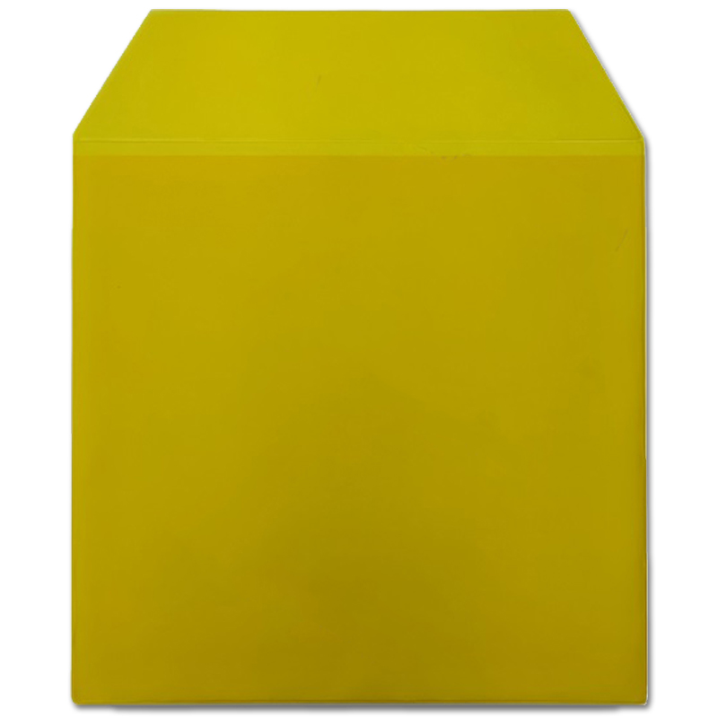 Pochette protection pour disque de vinyle 33T, avec rabat, PVC jaune transparent, épaisseur 0.18 mm
