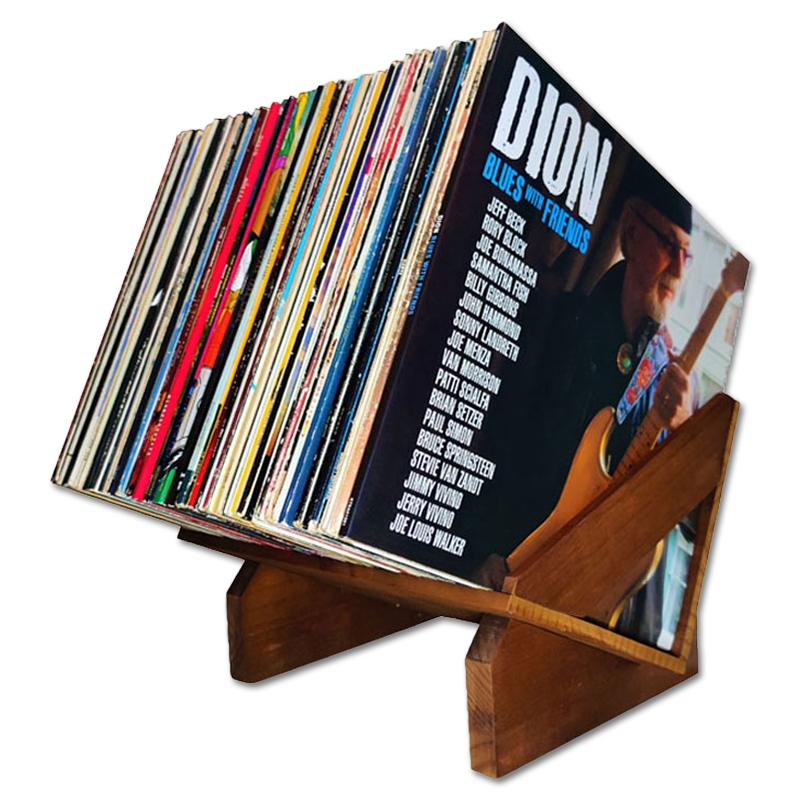 Walvis Woodshelf - Massief Houten Opbergrek voor ca. 80 LP's