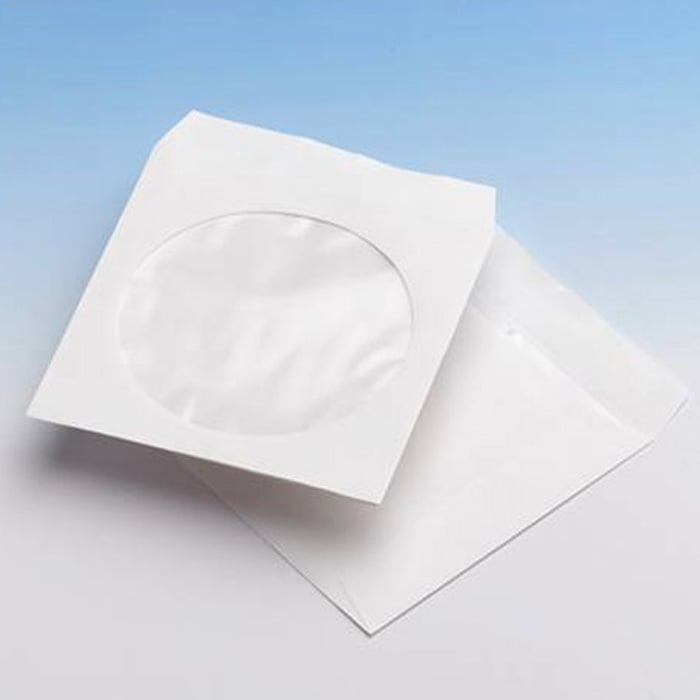 1 CD Paper Sleeve, with clear window, self-adhesive flap and self-adhesive back