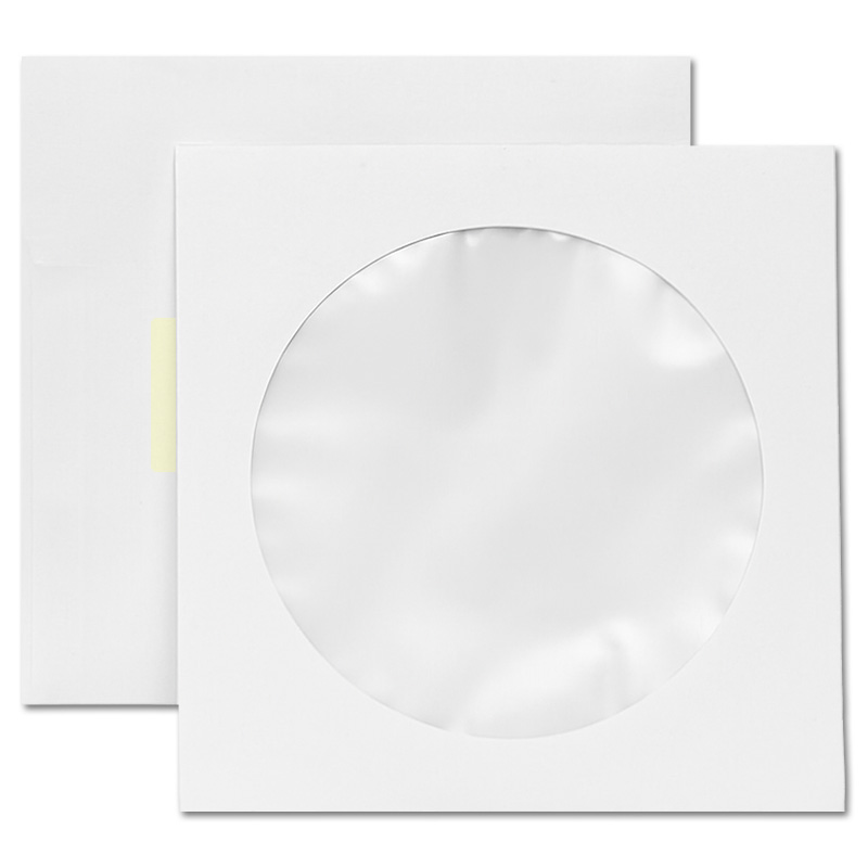 1 CD Paper Sleeve, with clear window, self-adhesive flap and self-adhesive back
