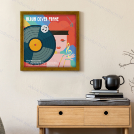 12-inch Wissellijst Vinyl LP Cover - Goudkleurig Houtnerf Frame