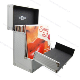Retro Musique 12" LP Vinyl Storage Case - voor ca. 40 LP's - kleur: zilver