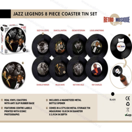 Gramophone record coasters - set of 8 pieces - Jazz Legends