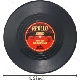 Rockabilly gramophone record coasters - set of 6 pieces