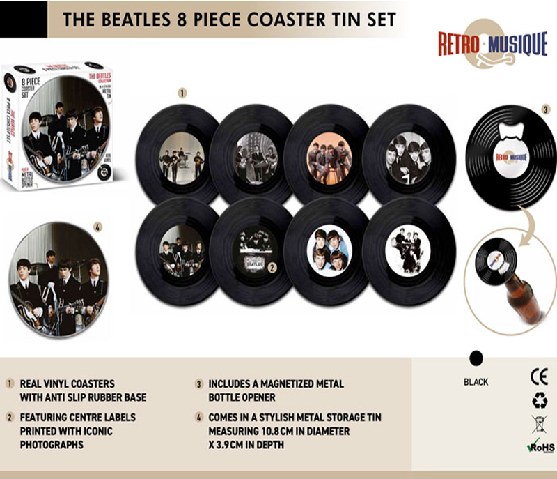 Gramophone record coasters - set of 8 pieces - The Beatles